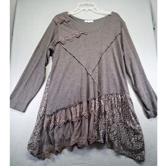 indigo soul Dresses & Skirts - Indigo Soul Women's Long Sleeve Gray Dress Size 2XL Mid length